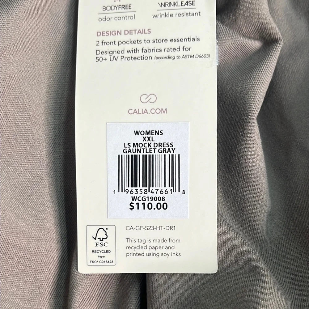CALIA Women’s size XXL long sleeved mock Golf Dress NWT - Picture 4 of 5